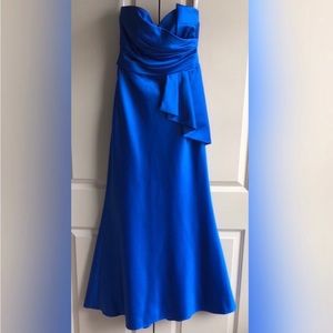 Strapless, peplum royal blue dress